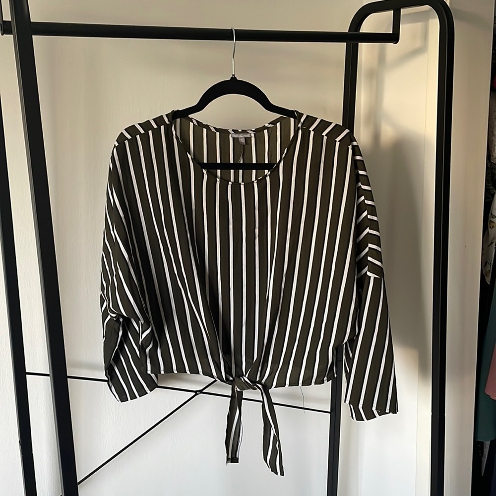 Charlotte Russe Striped Blouse + Front-Tie